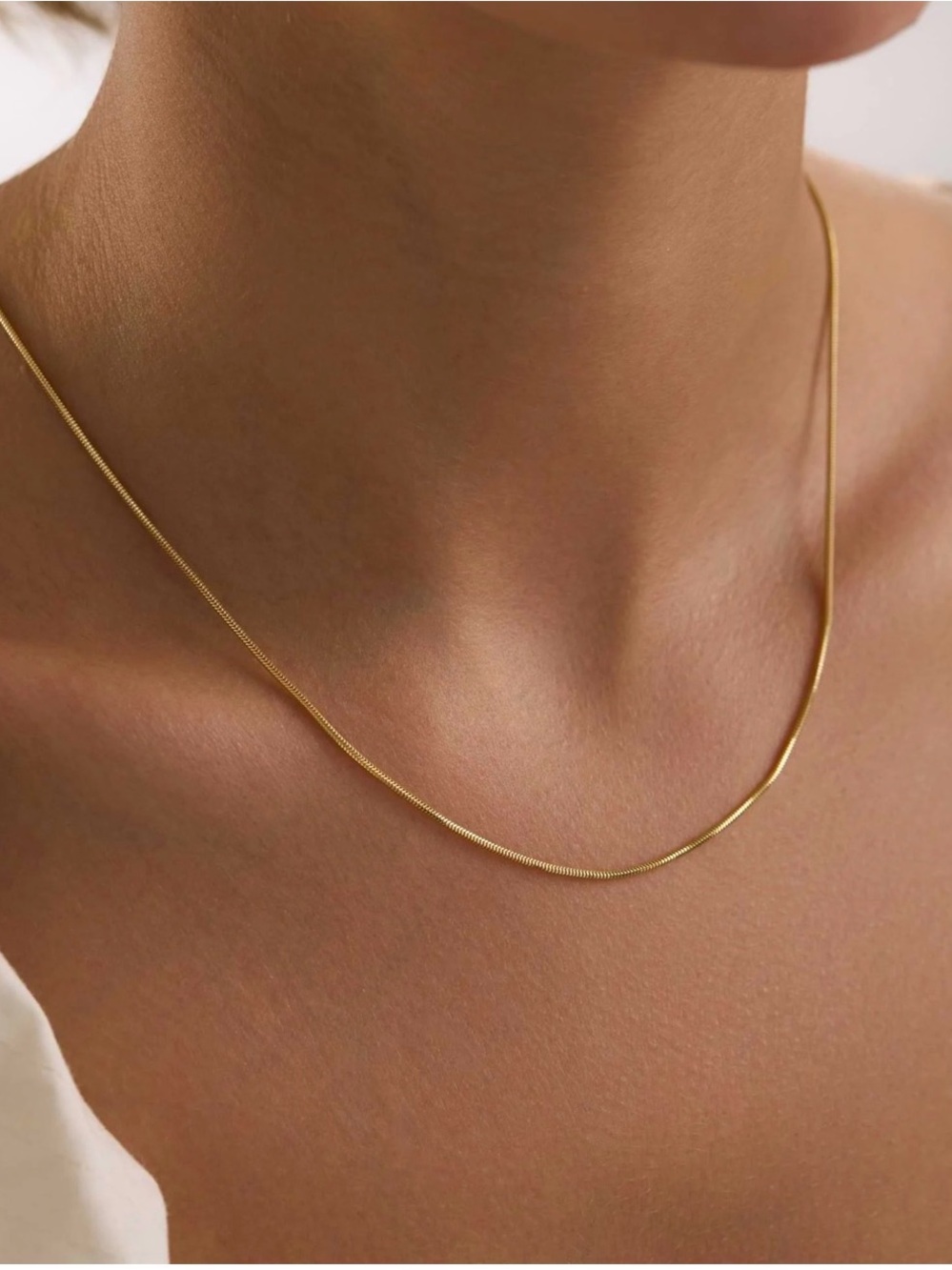 14K Gold Round Snake Chain Necklace Classic Gold Snake Chain Necklace